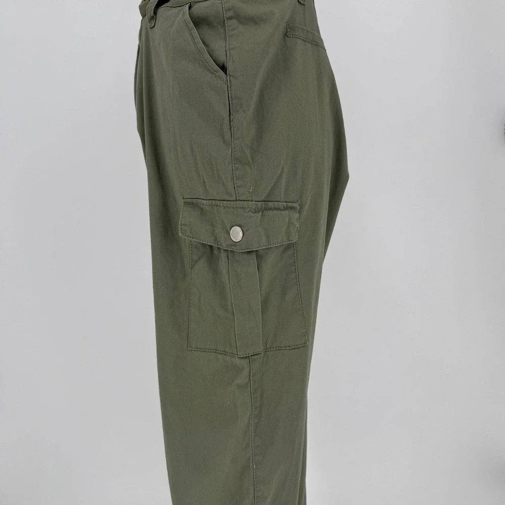 Cali1850 Cargo Jogger Pants Womens 9 Green Cotton Suspenders Gorpcore Utility